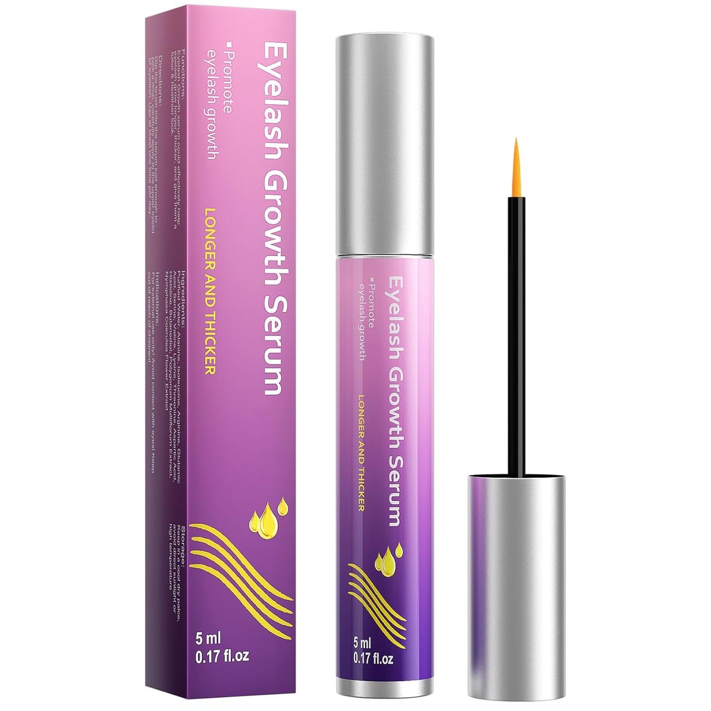 Lash Serum, Premium Eyelash Growth Serum Promotes Longer, Thicker, Fuller,Eyelash Serum Non Irritating (5ml)